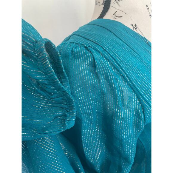 LILLY PULITZER KALIANNA DRESS VALENCIA TEAL/METALLIC SZ S FLOWY SOPHISTICATED - Picture 9 of 16